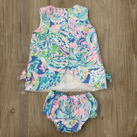 Lilly Pulitzer Dress Girls Size 3-6 Months Baby Lilly Shift Dream Team Bloomers - Picture 5 of 5